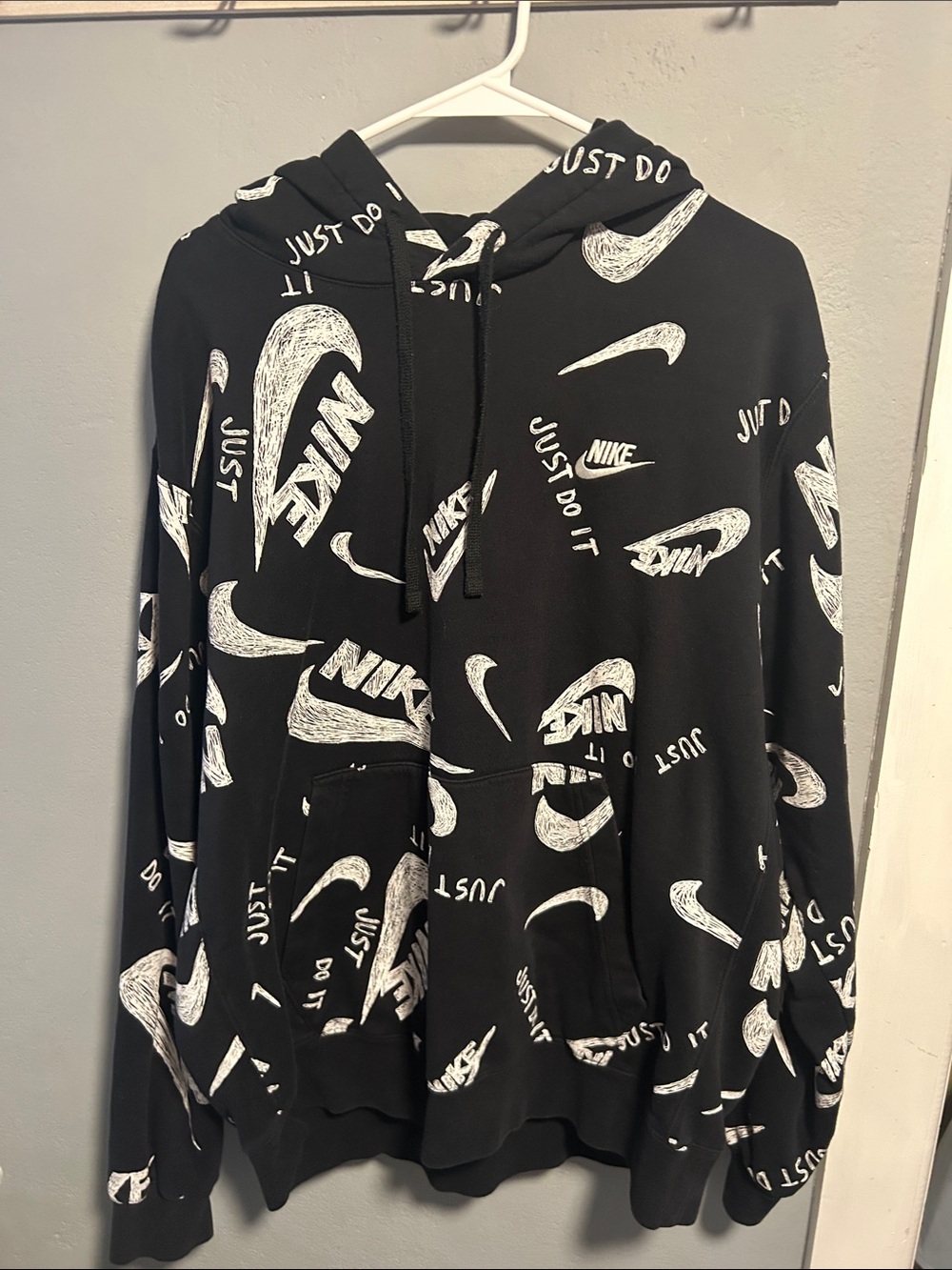 Nike Black Hoodie with White Logo Print